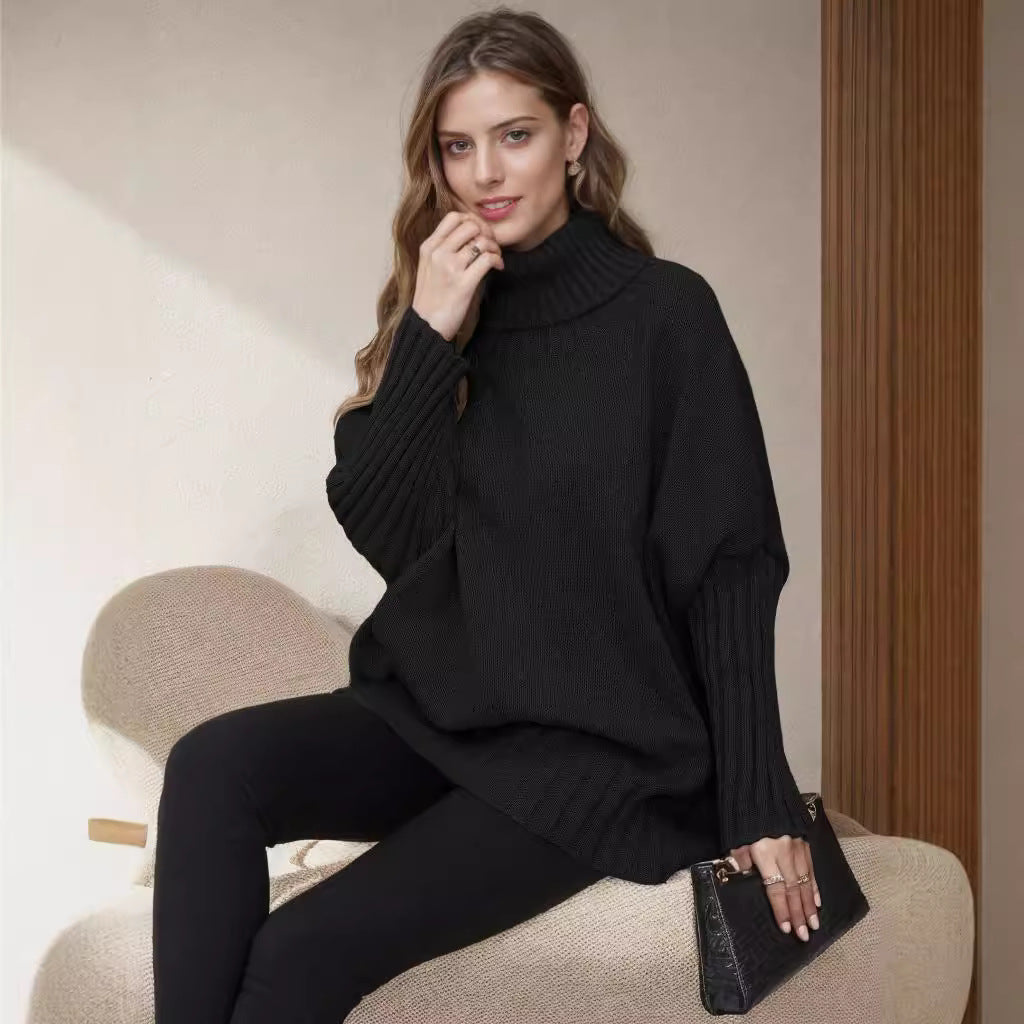 Damen Oversize Rollkragenpullover mit strukturiertem Strick Drune