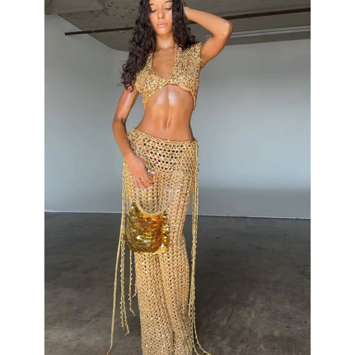 Damen Glamouröses Häkel-Outfit mit schimmernden Akzenten Drune
