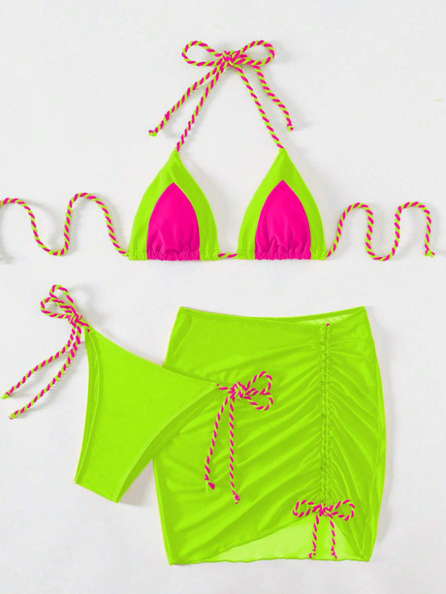 Damen Bikini-Set mit modernem Knoten-Design und figurbetontem Rock Drune