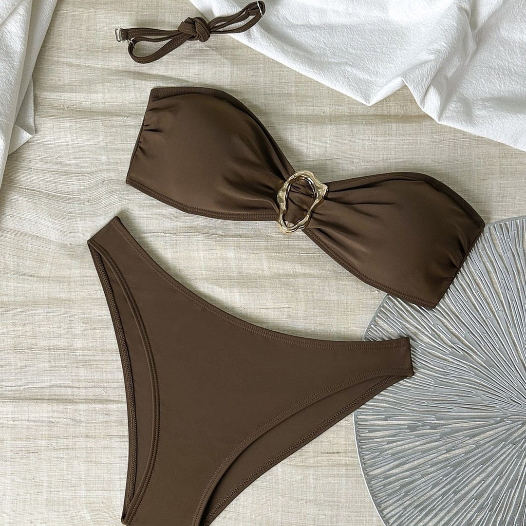 Damen Bikini-Set mit eleganter Schnalle und hohem Taillenschnitt Drune