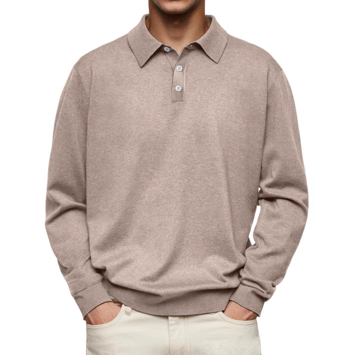 Drune | Poloshirt Relaxed Fit Lange Ärmel Weiches Strickmaterial Atmungsaktiver Stoff