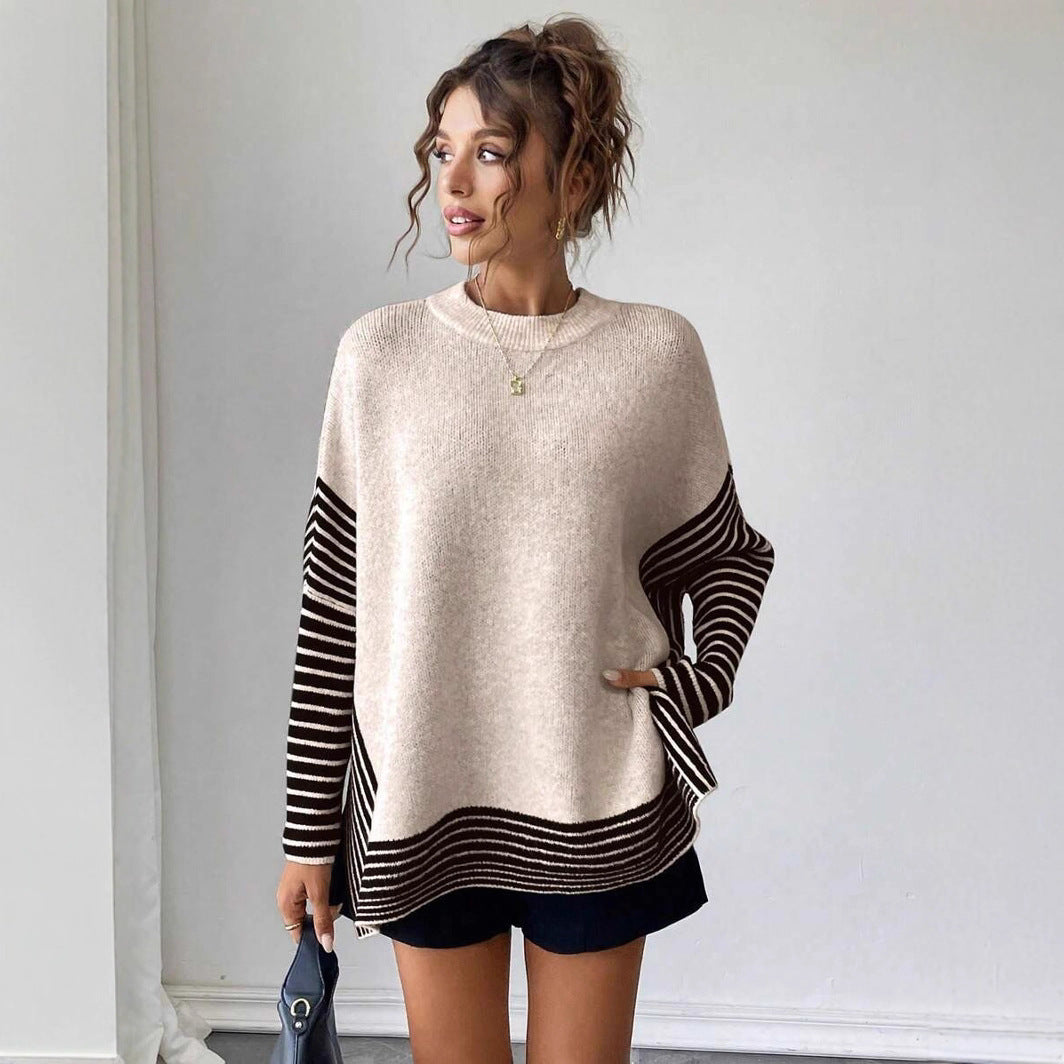 Damen Strickpullover mit modernem Streifenmuster und oversized Schnitt Drune