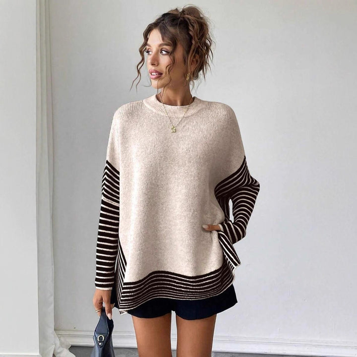 Damen Strickpullover mit modernem Streifenmuster und oversized Schnitt Drune