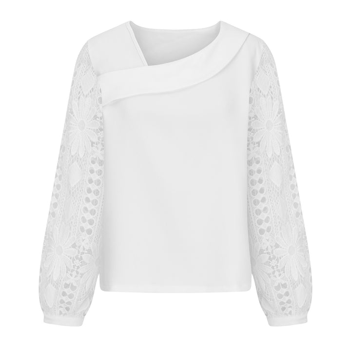 Damen Bluse mit floralen Spitzenärmel und voluminösem Schnitt Drune