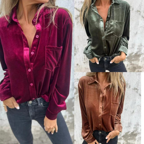 Damen satintop mit eleganter Knopfleiste Drune