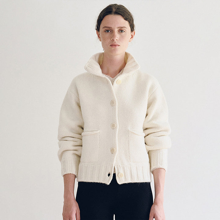 Damen Sportlicher Strickcardigan mit Kragen Drune
