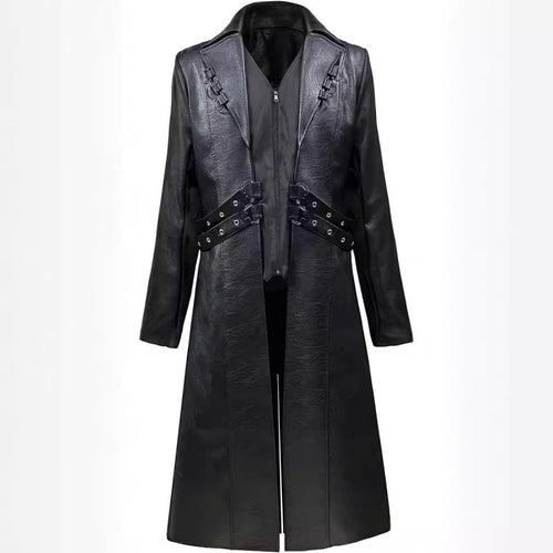 Damen elegante Lederjacke mit dekorativen Schnallen Drune