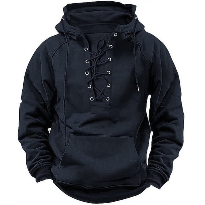 Herren Kapuzenpullover mit modernem Schnürdesign und weichem Innenfutter Drune