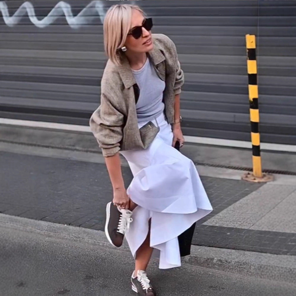 Damen modische Oversized-Jacke mit strukturiertem Stoff Drune