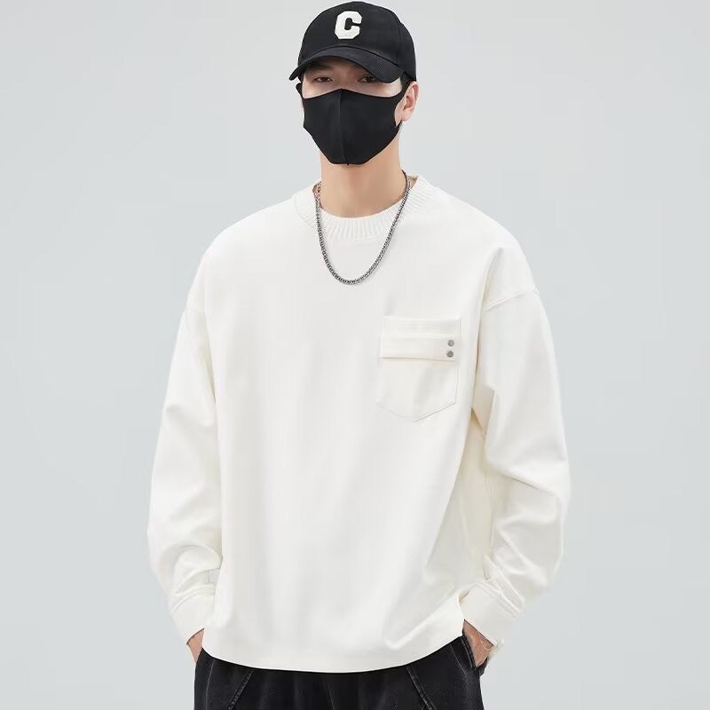Herren lässiges Langarmshirt mit praktischer Brusttasche Drune
