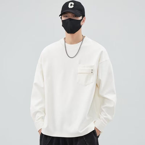 Herren lässiges Langarmshirt mit praktischer Brusttasche Drune