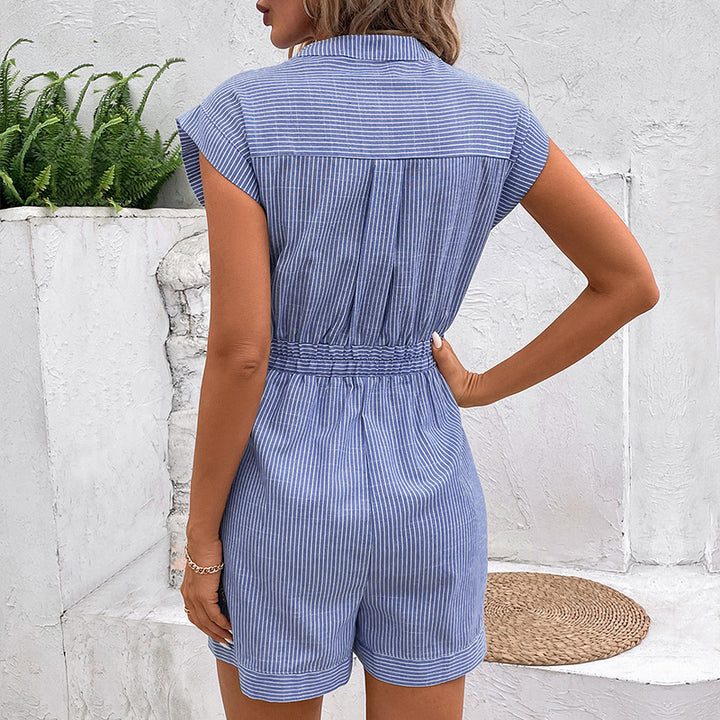 Damen Jumpsuit mit Taillengürtel und modernen Streifendetails Drune