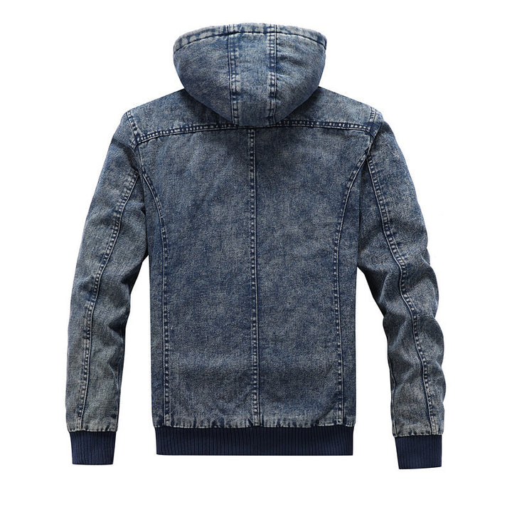Herren gefütterte Jeansjacke mit Kapuze Drune
