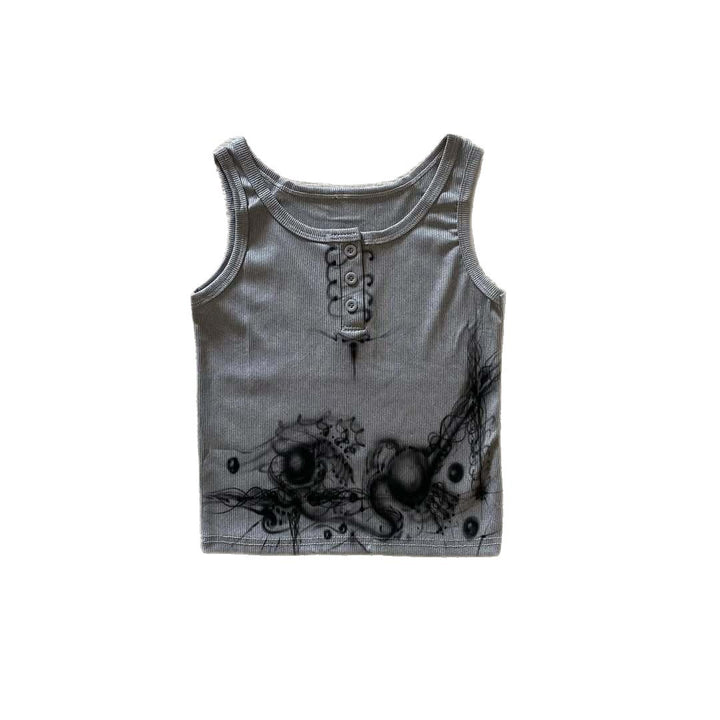 Damen körperbetontes Tanktop mit kreativem Grafikdruck Drune