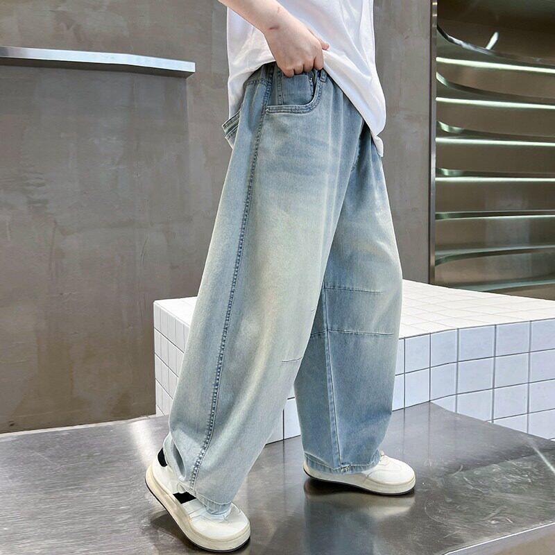 Damen weite lässige Jeans mit elastischem Bund Drune