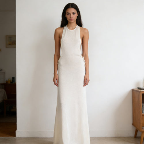 Damen Elegantes Maxikleid mit zurückhaltendem Halterdesign und Seitendetails Drune