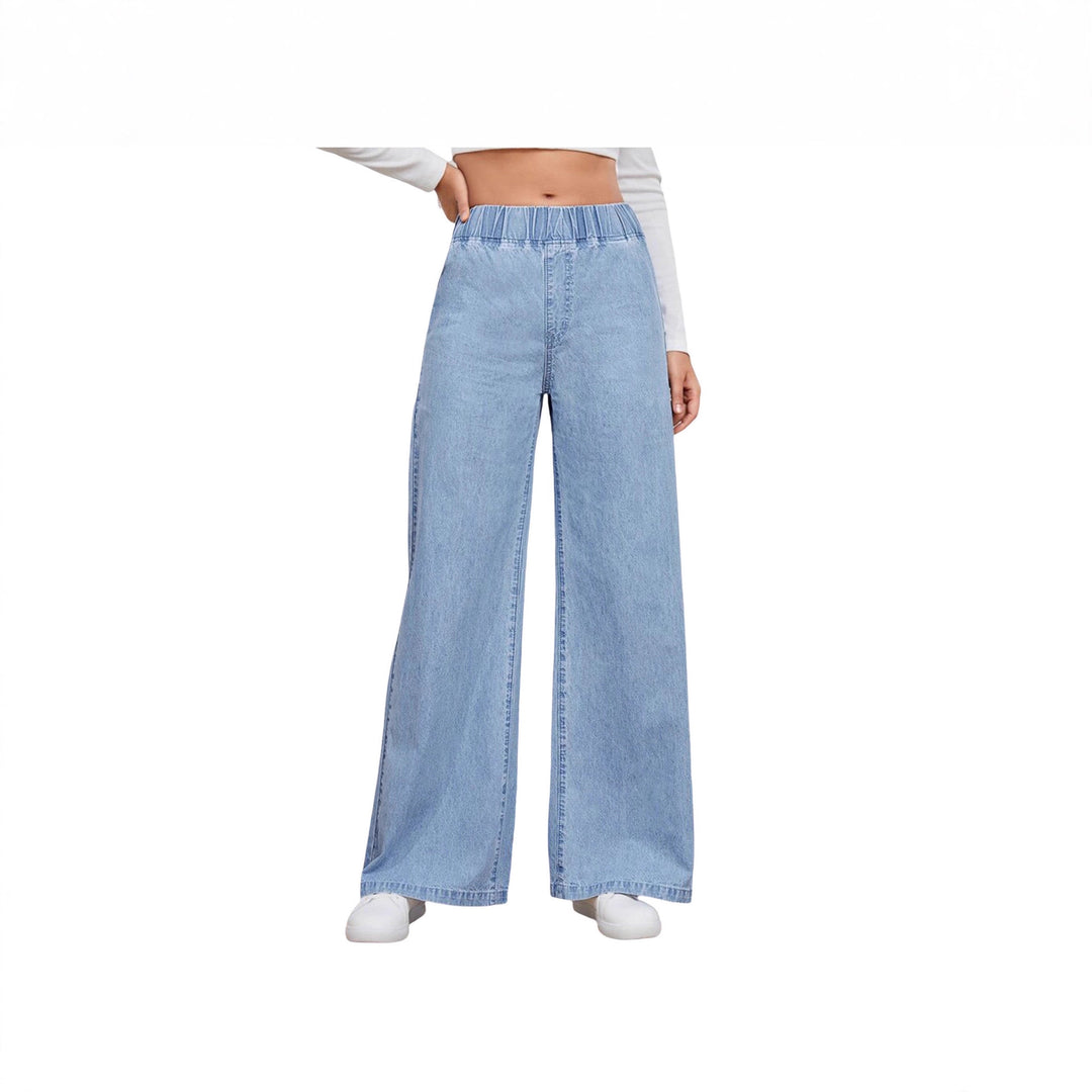 Damen nan High‑Waist Weite-Jeans mit elastischem Bund und ausgestelltem Bein Drune