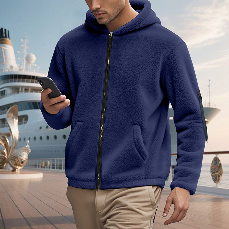 Herren kuscheliger Fleece-Hoodie mit glänzendem Reißverschluss und praktischen Taschen Drune
