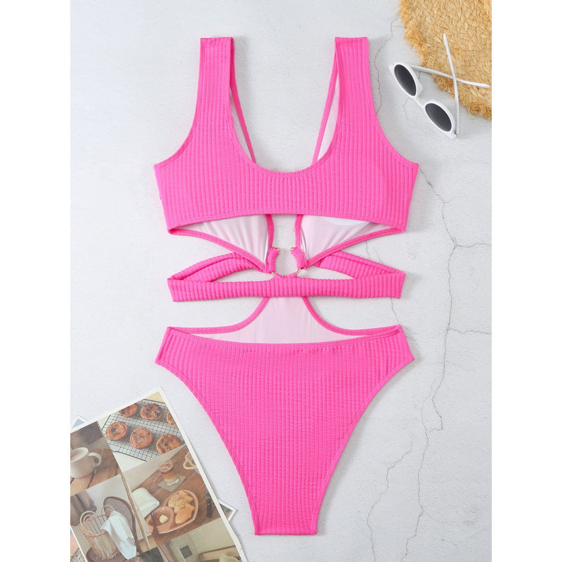 Damen Cut-Out Badeanzug mit elegantem Wickeldetail Drune