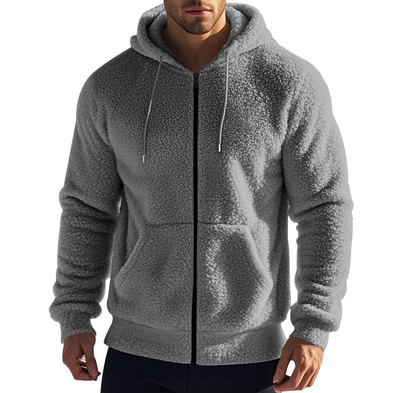 Herren kuschelige Fleecejacke mit Kapuze Drune