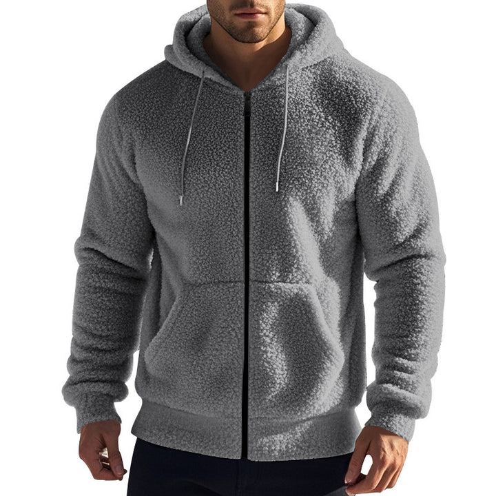 Herren kuschelige Fleecejacke mit Kapuze Drune