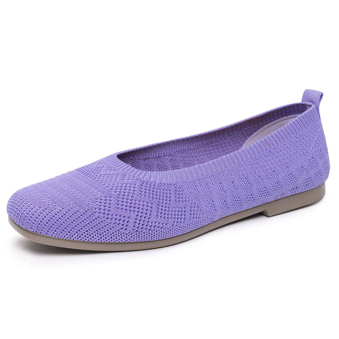 Damen nan gestrickte Ballerina-Slip-On Komfortballerina mit nahtlosem Sockeneinstieg und flexibler Leichtsohle Drune