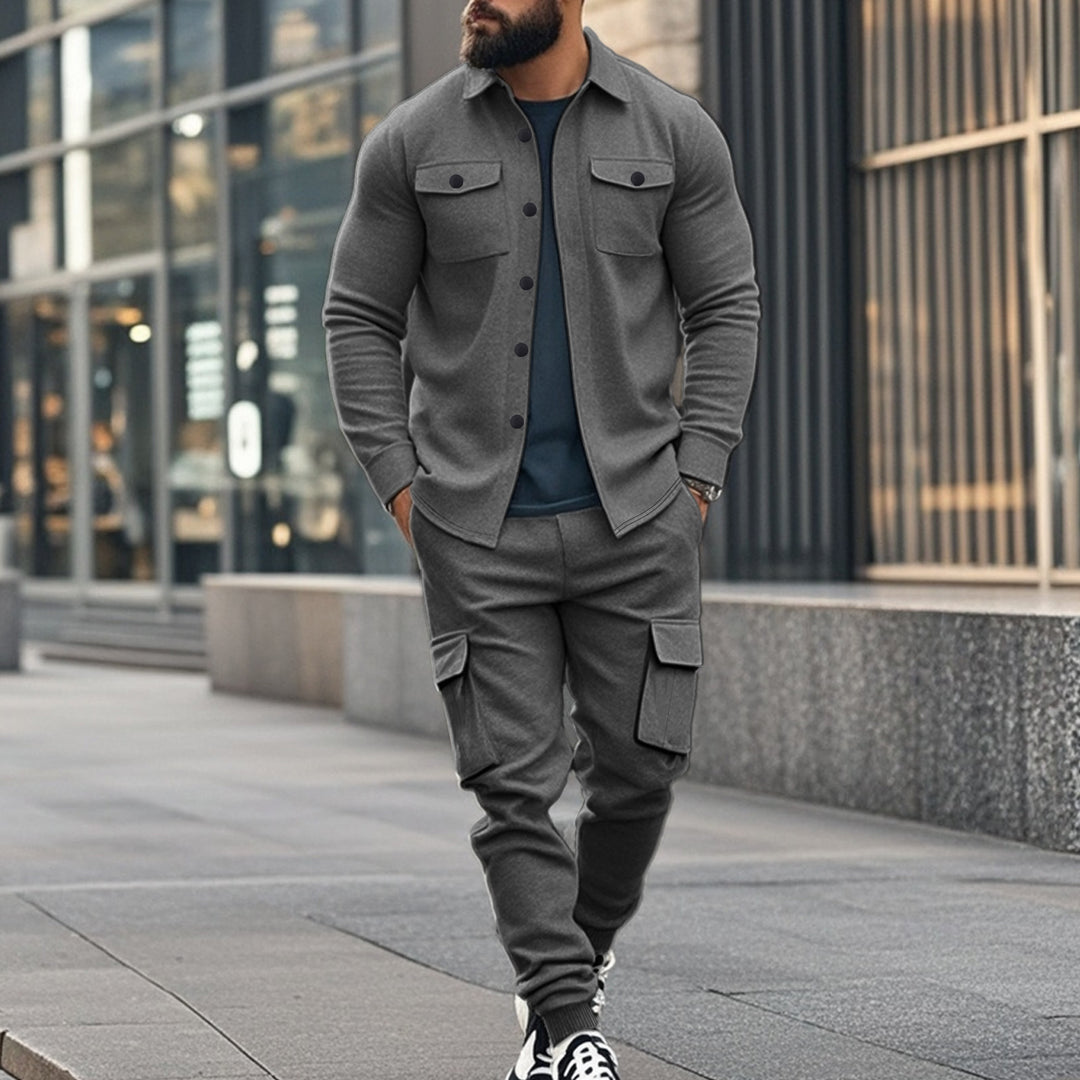 Herren nan Overshirt-Jacke im urbanen Utility-Look mit aufgesetzten Brusttaschen Drune