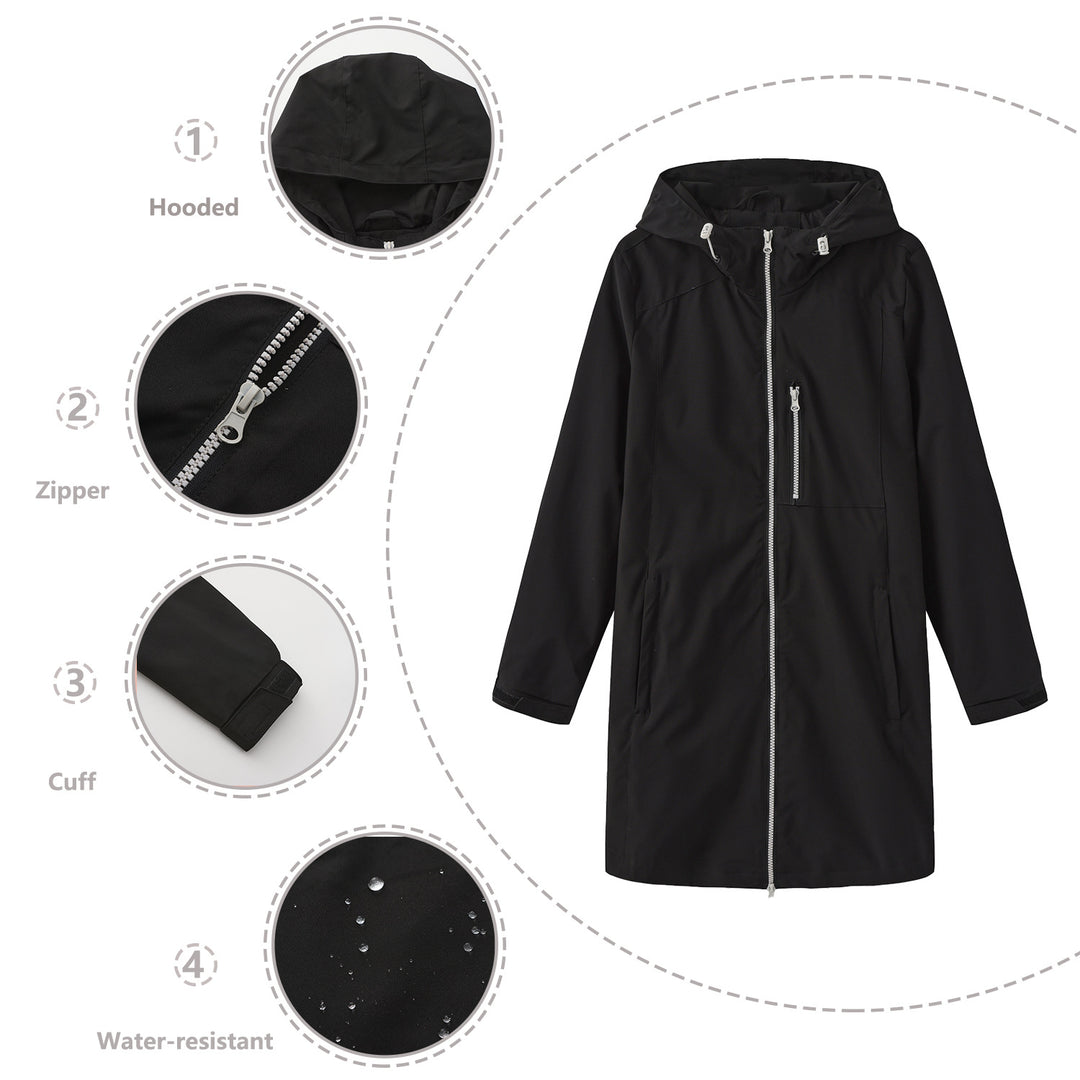 Damen Funktionsjacke mit verstellbarem Kapuzenkragen Drune