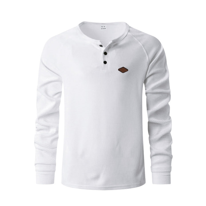 Herren nan Thermo Waffelshirt Henley mit Knopfleiste und Raglanärmeln Drune