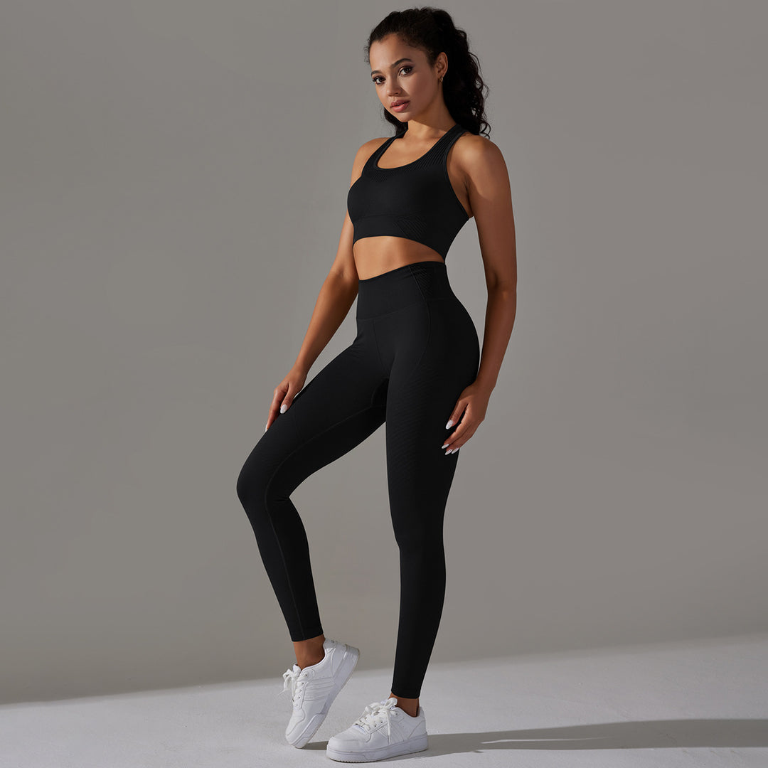Damen Sport-BH und Hochbund-Leggings Set mit nahtloser Verarbeitung und atmungsaktiven Eigenschaften Drune