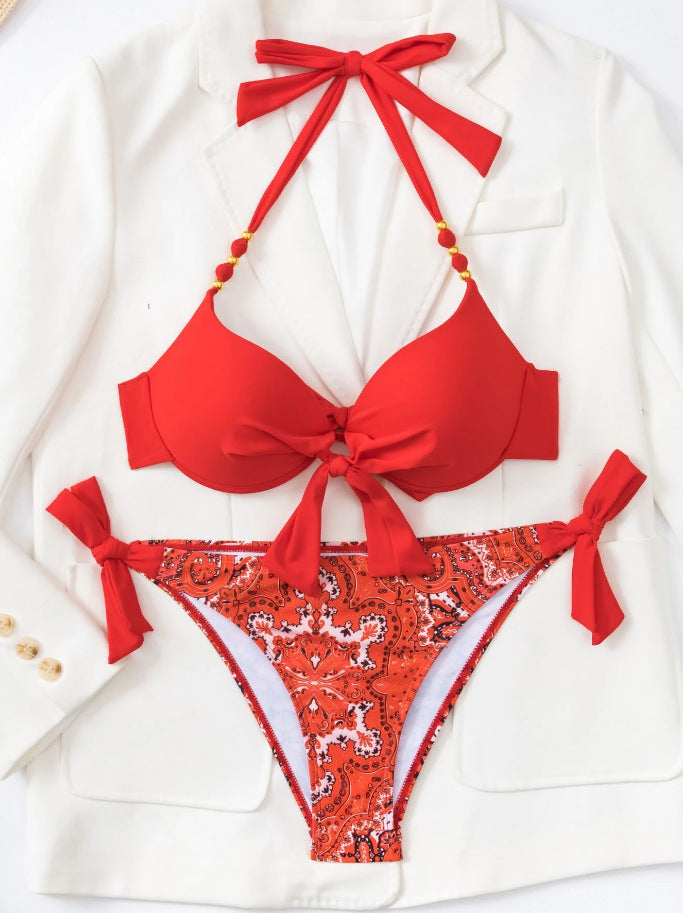 Damen Bikini-Set mit modischem Knoten und bunten Akzenten Drune