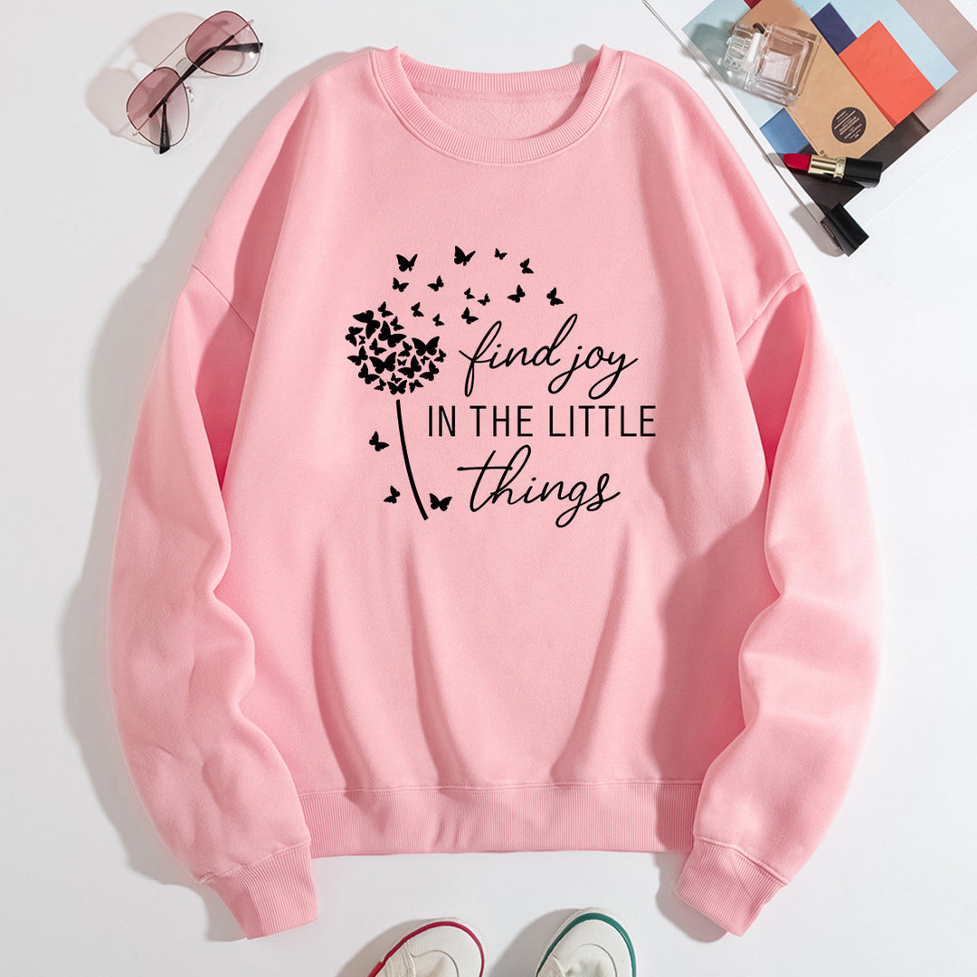 Damen Sweatshirt mit motivierendem Spruch und floralem Aufdruck Drune