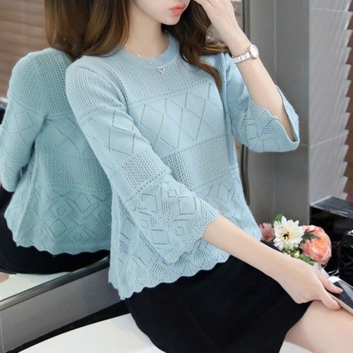 Damen lässiger Strickpullover mit strukturiertem Muster Drune