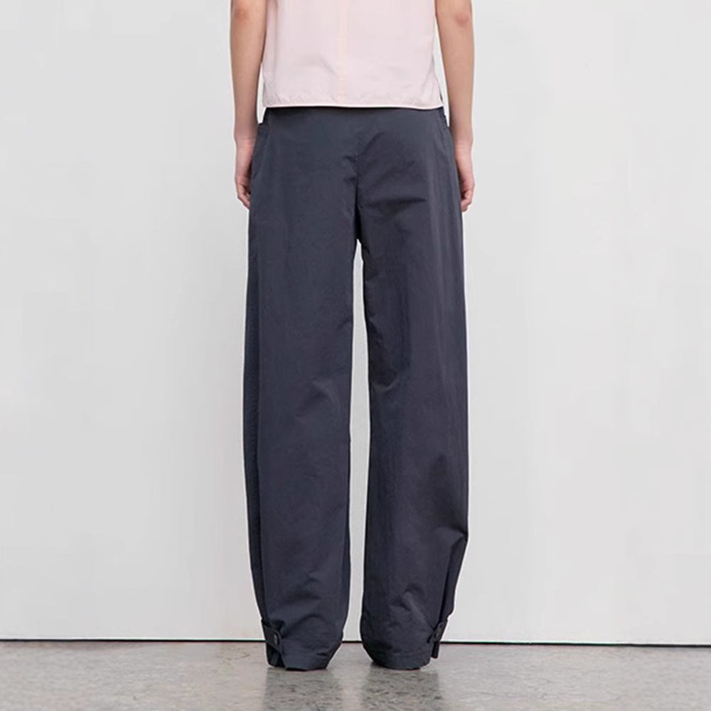 Damen Weit geschnittene Stoffhose mit Ton-in-Ton Gürtel Drune