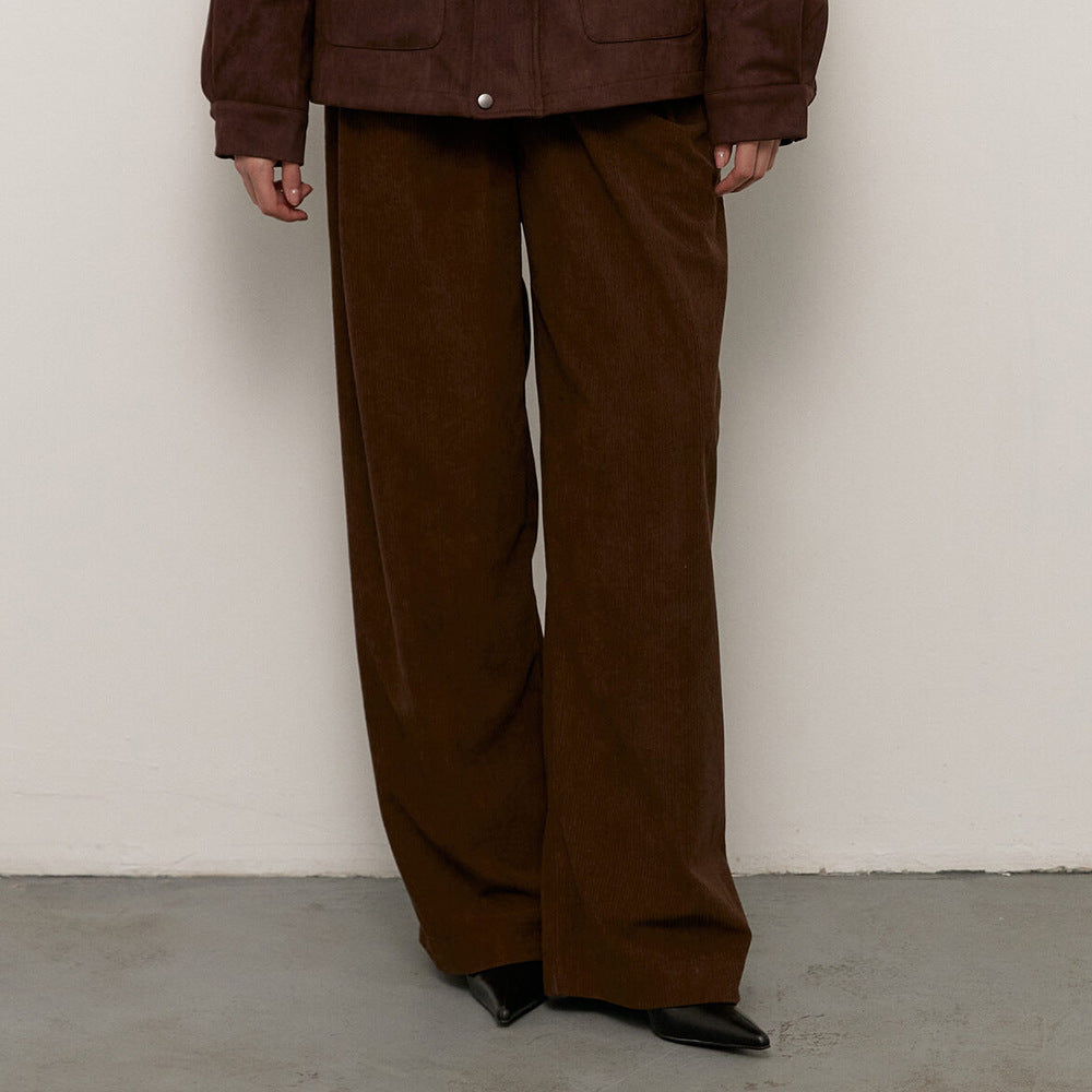 Damen Weite Cordhose mit Falten Drune