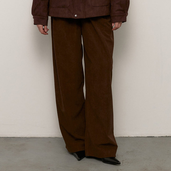 Damen Weite Cordhose mit Falten Drune