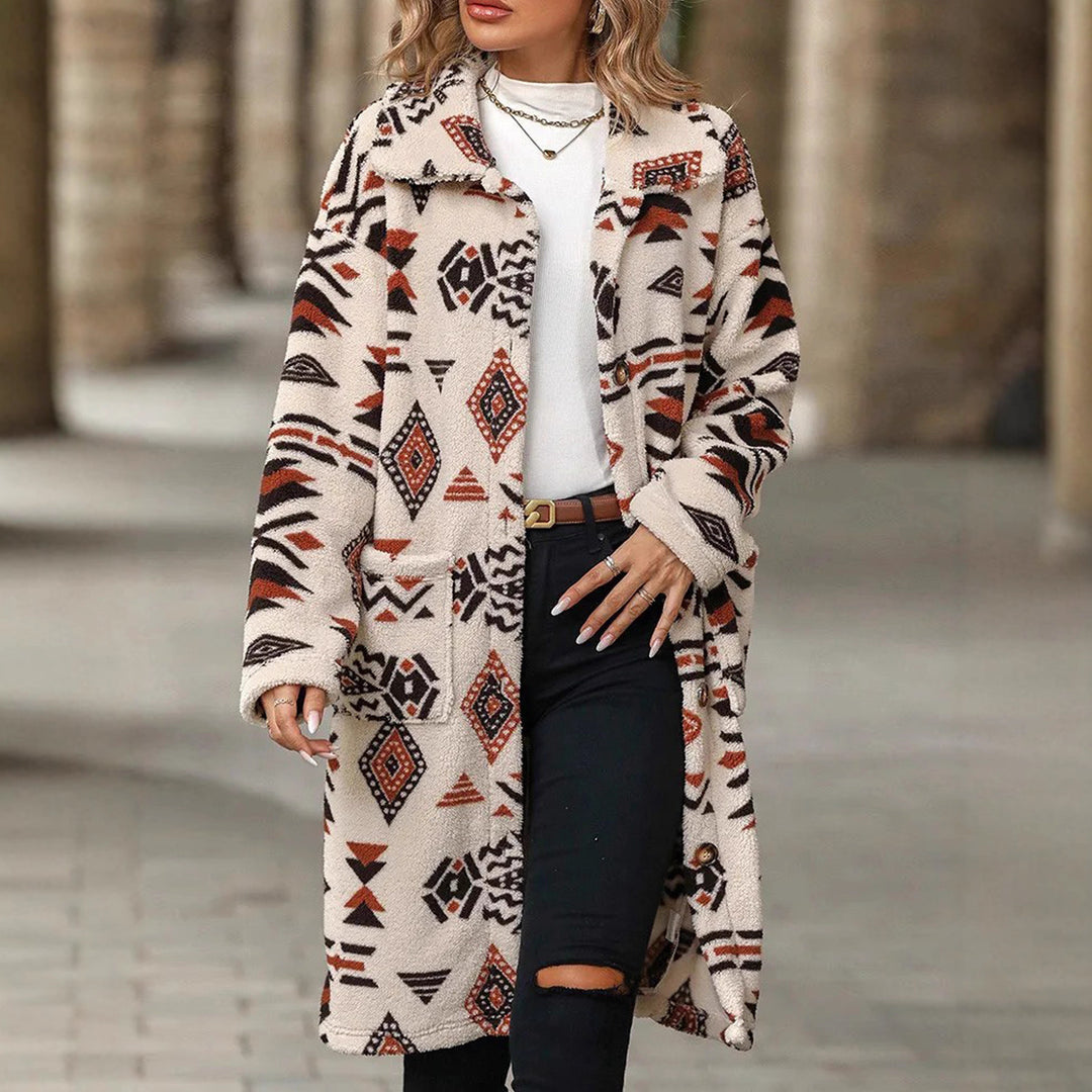 Damen Langarmlange Jacke mit geometrischem Muster Drune