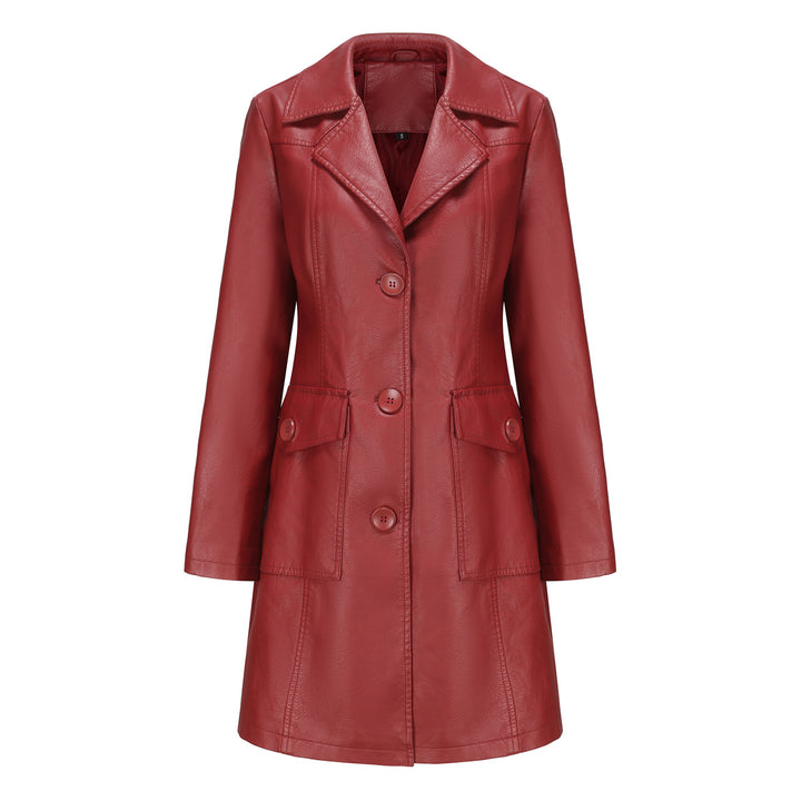 Damen modischer Kunstlederblazer mit praktischen Taschen Drune