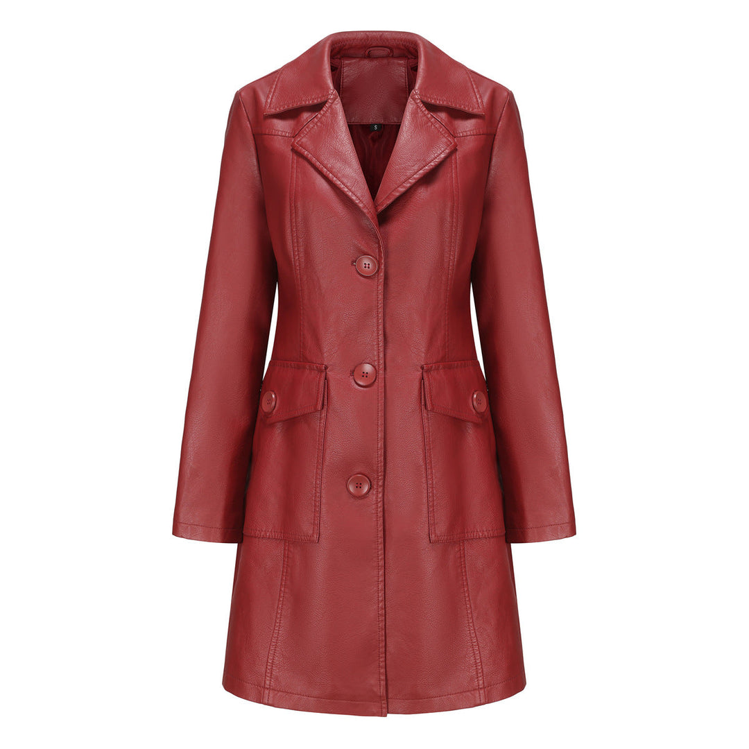 Damen modischer Kunstlederblazer mit praktischen Taschen Drune
