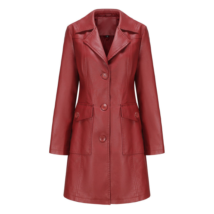 Damen modischer Kunstlederblazer mit praktischen Taschen Drune