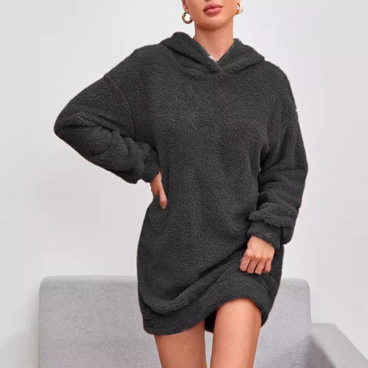Damen Kuscheliger Oversize-Hoodiekleid aus weichem Fleece Drune