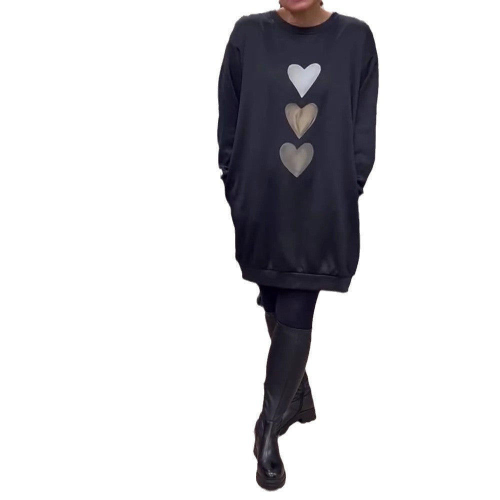 Damen Kapuzenshirt mit Herzmotiven und lockerer Passform Drune