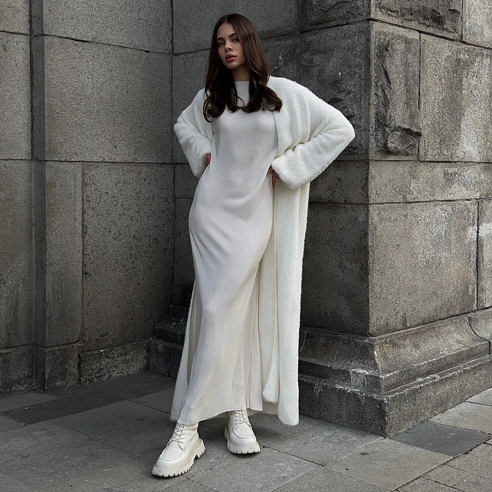 Damen Flauschiger Cardigan mit überschnittenen Schultern Drune