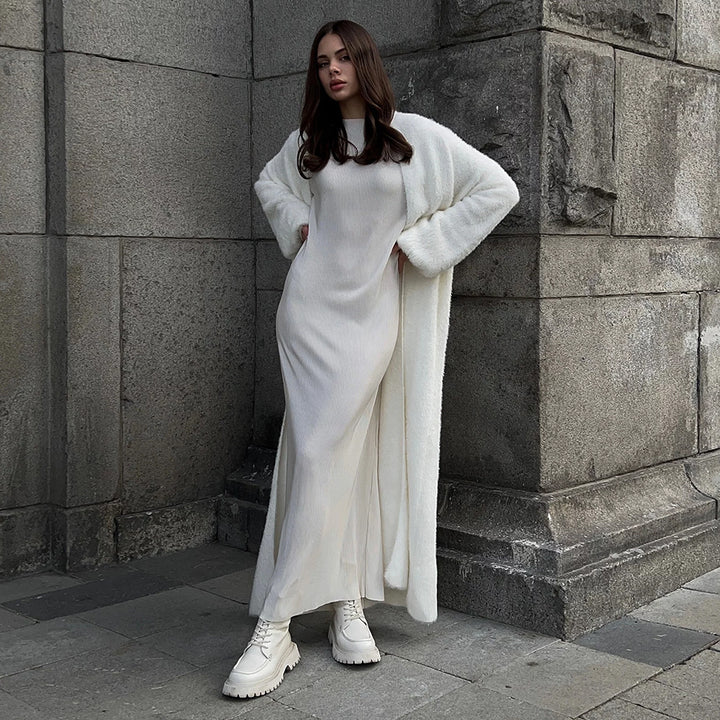 Damen Flauschiger Cardigan mit überschnittenen Schultern Drune