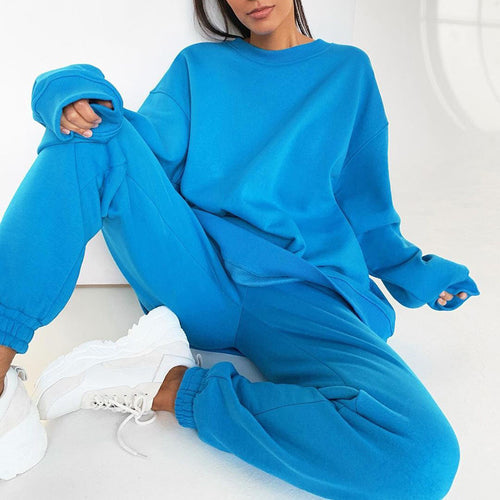 Damen lässiges und bequemes Oversized-Fleece-Set Drune