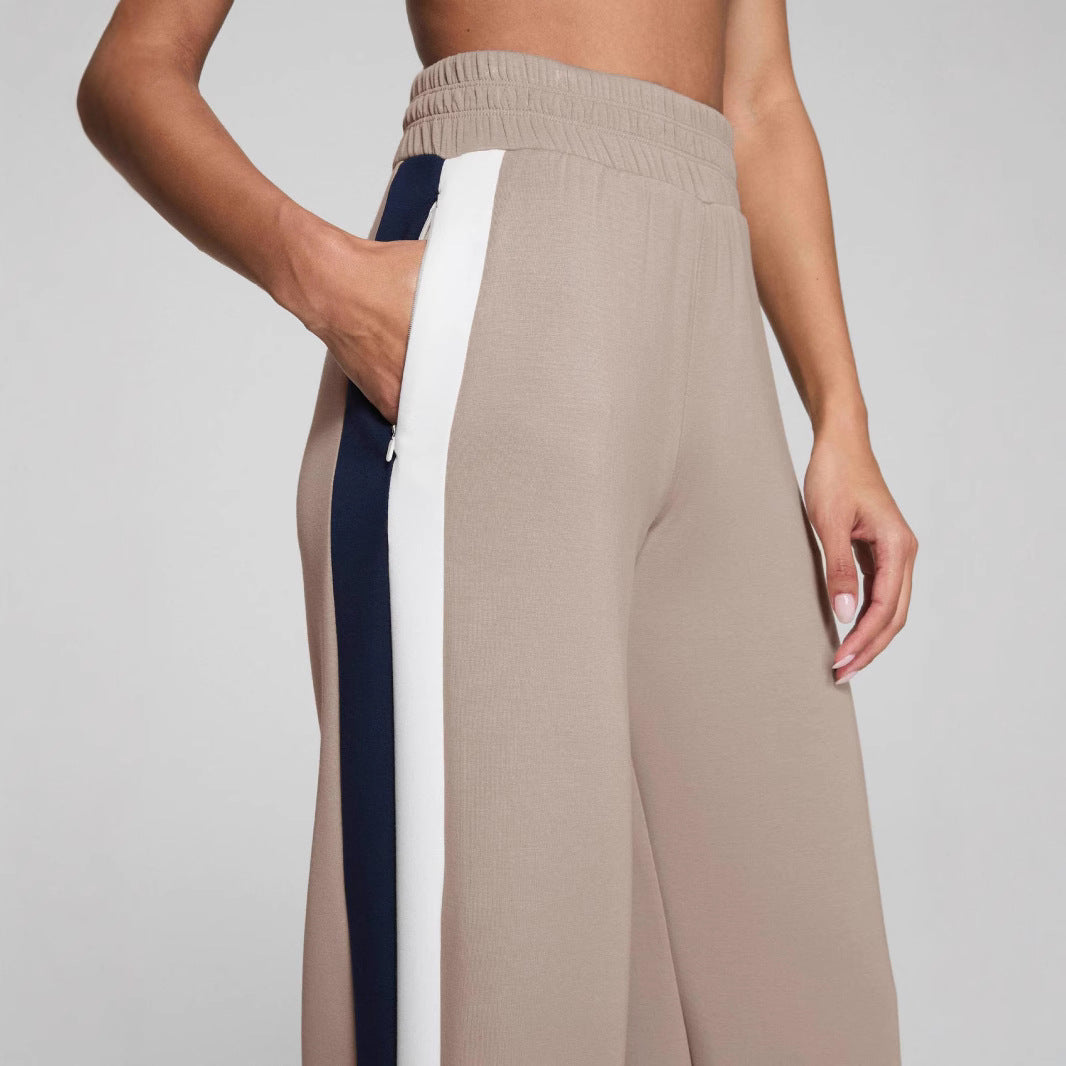 Damen Sportliche lange Hose mit seitlichen Kontraststreifen Drune