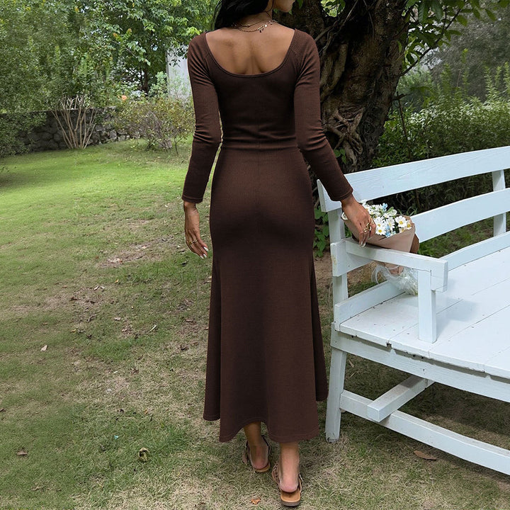 Damen Maxikleid mit elegantem Schnürdetail und figurbetonter Passform Drune