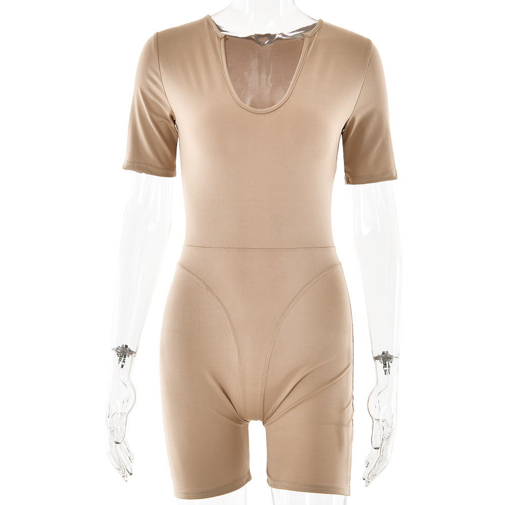 Damen Sportlicher Kurzarm-Bodysuit mit hochwertigem Baumwollmaterial und figurformendem Design Drune