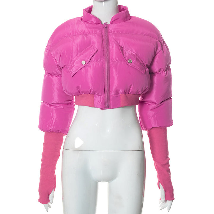 Damen Gekürzte Pufferjacke mit Verlängerten Ärmeln Drune