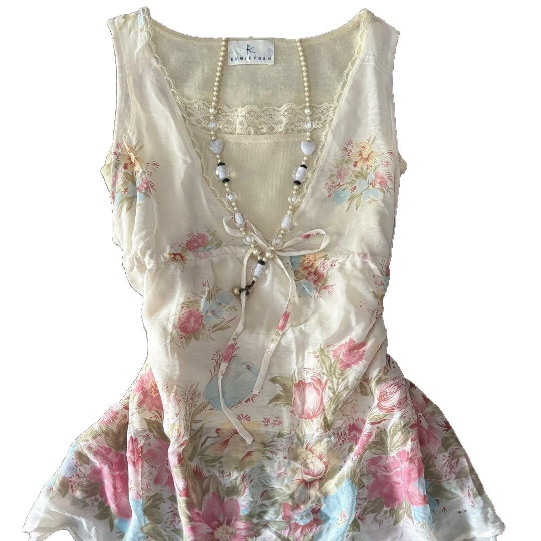 Damen Verspieltes Blumentop Drune